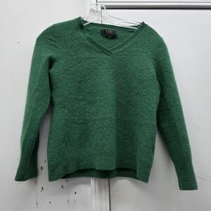 Alex Marie Green 100% Cashmere V-Neck Sweater